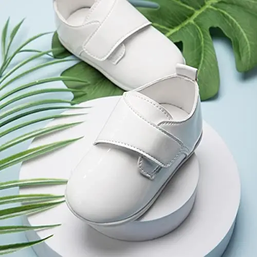 ohsofy Infant Baby Boy Oxford Shoes PU Leather Loafers Rubber and Soft Sole Wedding Dress Shoes Toddler Girl Baby Walking Shoes - 4