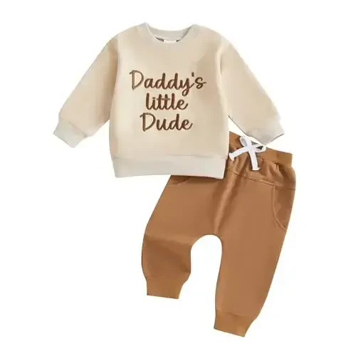 Baby Boy Fall Clothes Set Long Sleeve Letter Print Sweatshirt Pants Toddler Infant Outfits 6 12 18 24 Months 2T 