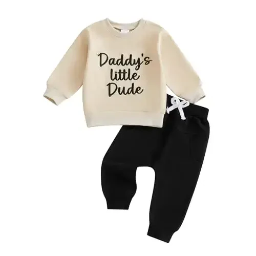 Baby Boy Fall Clothes Set Long Sleeve Letter Print Sweatshirt Pants Toddler Infant Outfits 6 12 18 24 Months 2T 