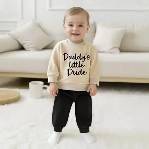 Baby Boy Fall Clothes Set Long Sleeve Letter Print Sweatshirt Pants Toddler Infant Outfits 6 12 18 24 Months 2T - 2
