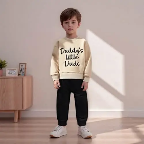 Baby Boy Fall Clothes Set Long Sleeve Letter Print Sweatshirt Pants Toddler Infant Outfits 6 12 18 24 Months 2T - 4