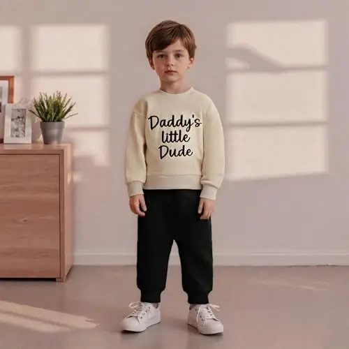Baby Boy Fall Clothes Set Long Sleeve Letter Print Sweatshirt Pants Toddler Infant Outfits 6 12 18 24 Months 2T - 5