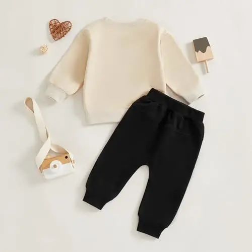 Baby Boy Fall Clothes Set Long Sleeve Letter Print Sweatshirt Pants Toddler Infant Outfits 6 12 18 24 Months 2T - 7