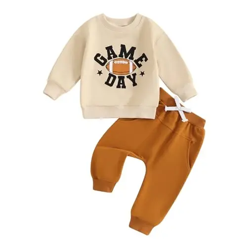 Baby Boy Fall Clothes Set Long Sleeve Letter Print Sweatshirt Pants Toddler Infant Outfits 6 12 18 24 Months 2T - 1