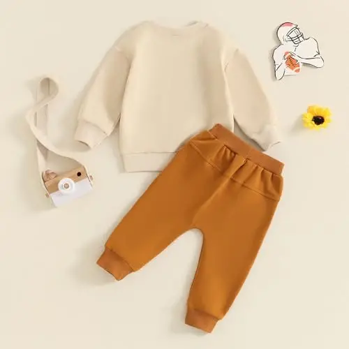 Baby Boy Fall Clothes Set Long Sleeve Letter Print Sweatshirt Pants Toddler Infant Outfits 6 12 18 24 Months 2T - 3