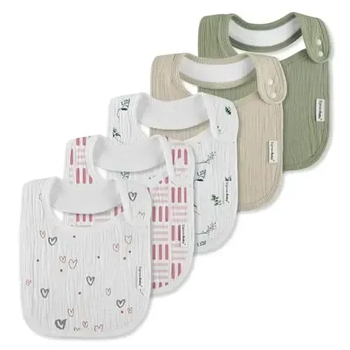 Muslin Bibs for Baby Boys Girls,Organic Muslin Baby Bib for Drooling and Teething,Soft Bandana Drool Bibs 5 Pack - 1