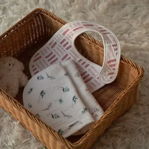 Muslin Bibs for Baby Boys Girls,Organic Muslin Baby Bib for Drooling and Teething,Soft Bandana Drool Bibs 5 Pack - 7