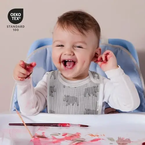 Muslin Bibs for Baby Boys Girls,Organic Muslin Baby Bib for Drooling and Teething,Soft Bandana Drool Bibs 5 Pack - 3