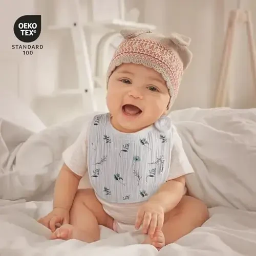 Muslin Bibs for Baby Boys Girls,Organic Muslin Baby Bib for Drooling and Teething,Soft Bandana Drool Bibs 5 Pack - EGMAO BABY (1)