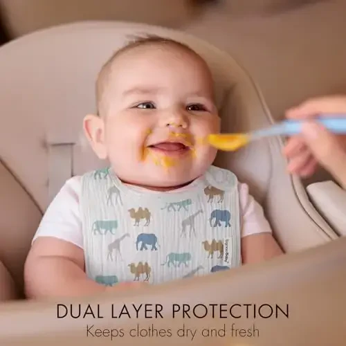 Muslin Bibs for Baby Boys Girls,Organic Muslin Baby Bib for Drooling and Teething,Soft Bandana Drool Bibs 5 Pack - 2