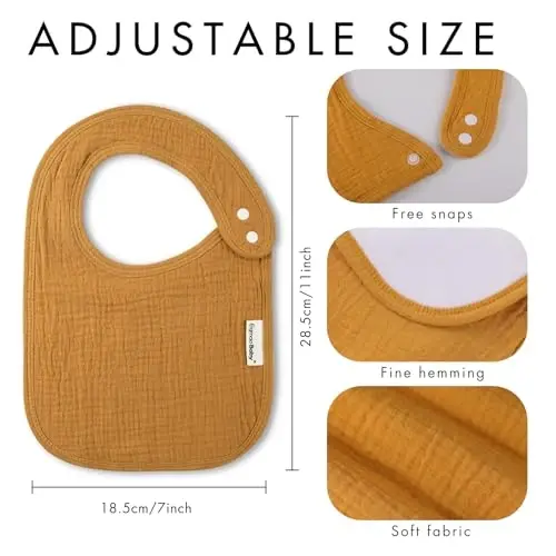 Muslin Bibs for Baby Boys Girls,Organic Muslin Baby Bib for Drooling and Teething,Soft Bandana Drool Bibs 5 Pack - 6