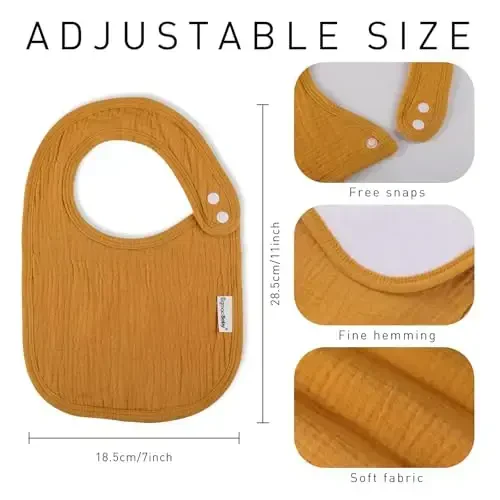 Muslin Bibs for Baby Boys Girls,Organic Muslin Baby Bib for Drooling and Teething,Soft Bandana Drool Bibs 5 Pack - 6
