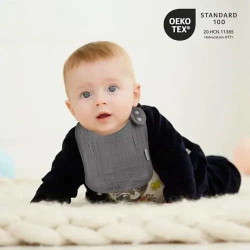 Muslin Bibs for Baby Boys Girls,Organic Muslin Baby Bib for Drooling and Teething,Soft Bandana Drool Bibs 5 Pack - 4