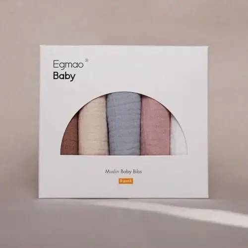 Muslin Bibs for Baby Boys Girls,Organic Muslin Baby Bib for Drooling and Teething,Soft Bandana Drool Bibs 5 Pack - 5