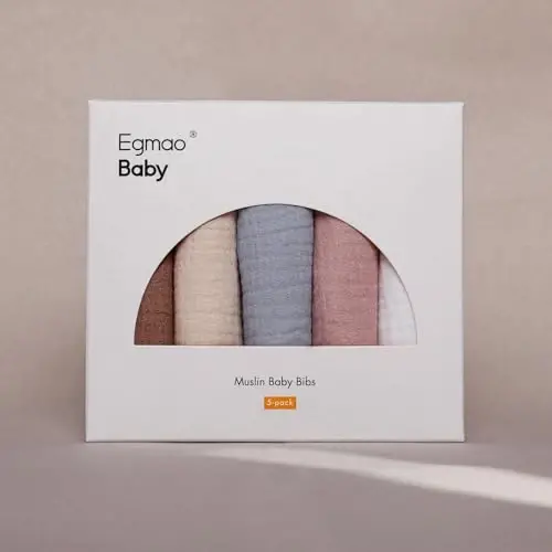 Muslin Bibs for Baby Boys Girls,Organic Muslin Baby Bib for Drooling and Teething,Soft Bandana Drool Bibs 5 Pack - 5