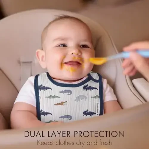 Muslin Bibs for Baby Boys Girls,Organic Muslin Baby Bib for Drooling and Teething,Soft Bandana Drool Bibs 5 Pack - 3