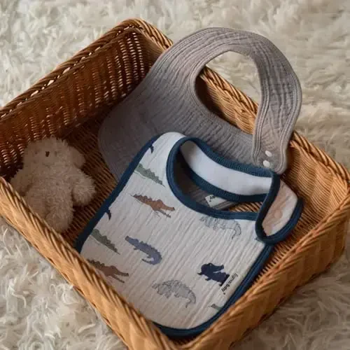 Muslin Bibs for Baby Boys Girls,Organic Muslin Baby Bib for Drooling and Teething,Soft Bandana Drool Bibs 5 Pack - 7