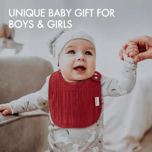 Muslin Bibs for Baby Boys Girls,Organic Muslin Baby Bib for Drooling and Teething,Soft Bandana Drool Bibs 5 Pack - MUSLIN