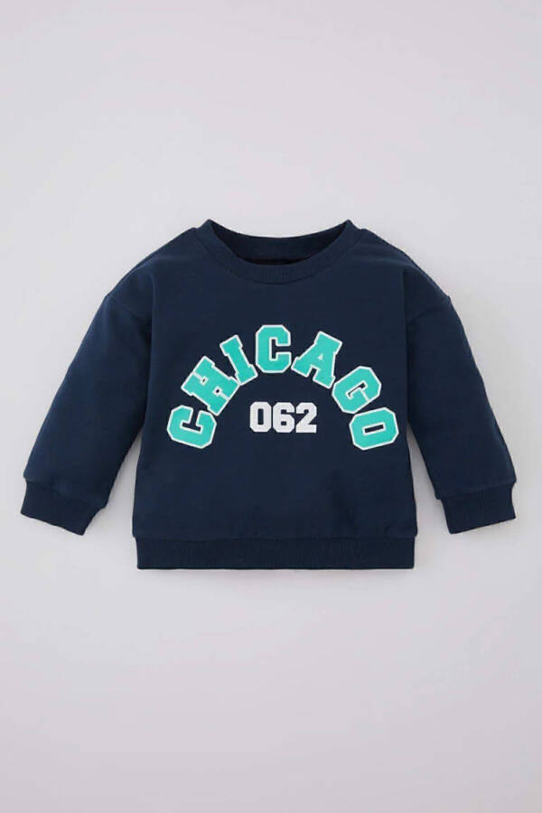 Bebek Erkek Yaka Baskılı, İç Yumuşak Tüylü Sweatshirt C2496a524sp - 1