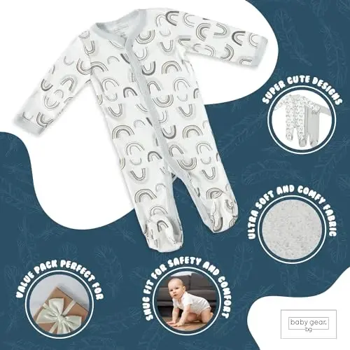 Baby Gear Boys' Baby Clothes Matching Hat and Mittens Pajama Set for Sleep and Play - 2