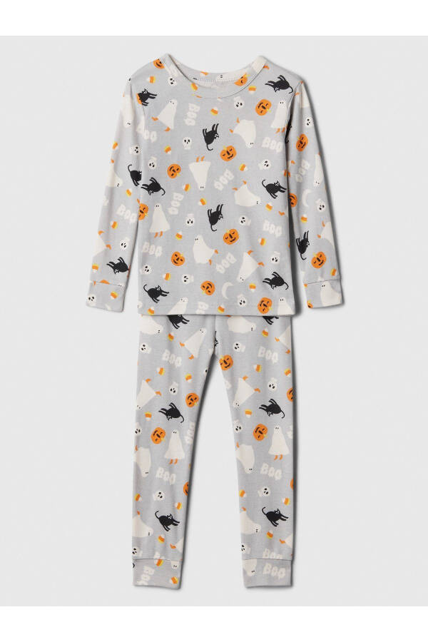 Bebek Gri %100 Organik Pamuk Halloween Desenli Pijama Takımı - 20