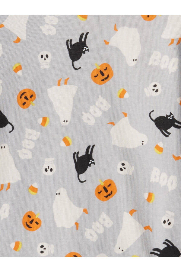 Bebek Gri %100 Organik Pamuk Halloween Desenli Pijama Takımı - 21