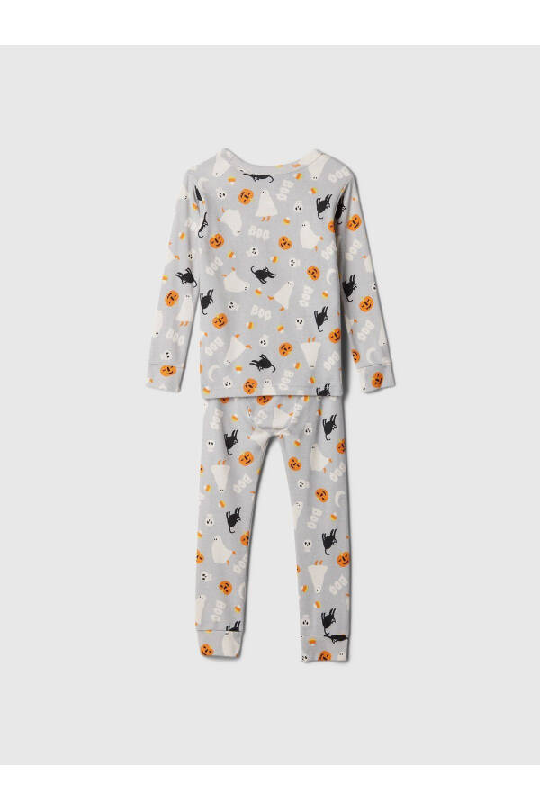 Bebek Gri %100 Organik Pamuk Halloween Desenli Pijama Takımı - 7