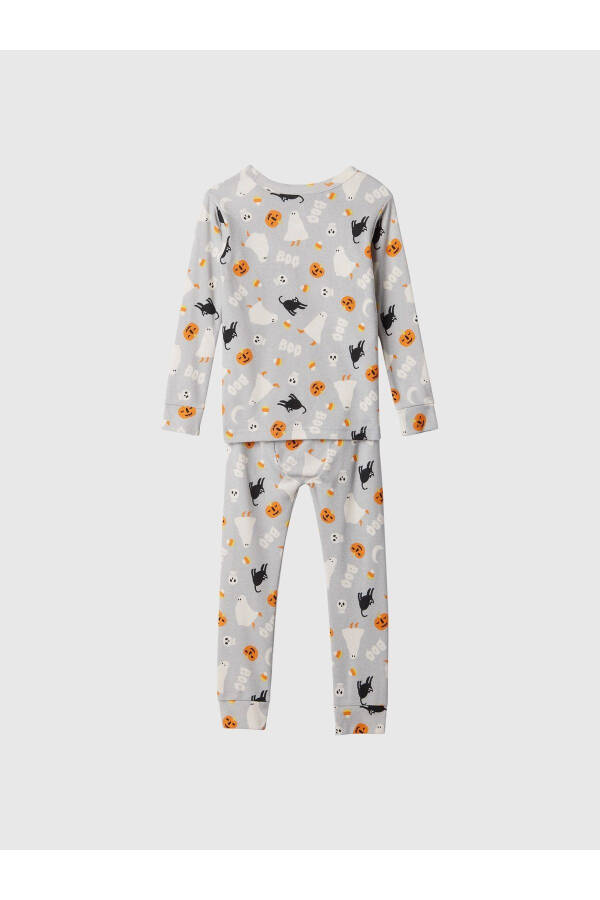 Bebek Gri %100 Organik Pamuk Halloween Desenli Pijama Takımı - 10