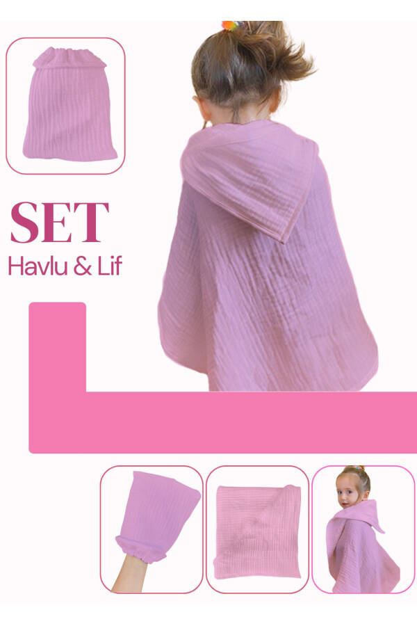 Bebek Havlu ve Kese Seti - %100 Organik Muslin Banyo Kese ve Havlu Seti - 1