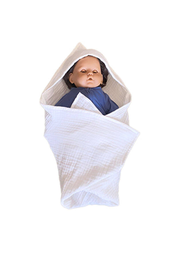 Bebek Havlu ve Kese Seti - %100 Organik Muslin Banyo Kese ve Havlu Seti - 4