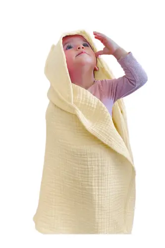 Bebek Havlu ve Kese Seti - %100 Organik Muslin Banyo Kese ve Havlu Seti - bej - 3