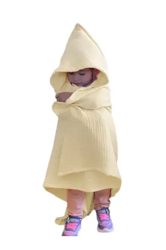 Bebek Havlu ve Kese Seti - %100 Organik Muslin Banyo Kese ve Havlu Seti - bej - 5