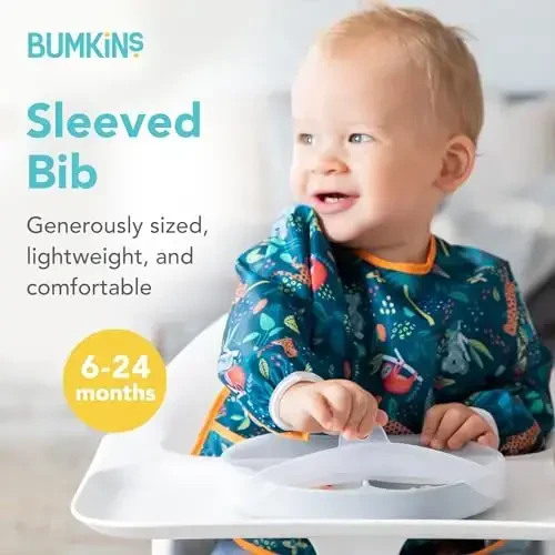 Bumkins Sleeved Bib and Waterproof Wet Bag for Baby, Travel, Swim Suit, Cloth Diapers, Pump Parts, Pool, Gym Clothes, Toiletry, Strap to Stroller, Daycare, Zipper Reusable Bag, Jungle - 3