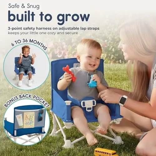 Hiccapop OmniBoost Travel Booster Seat with Tray for Baby | Folding Portable Baby Booster Seat for Dining Table, Camping, Beach, Grandma’s | Tip-Free Design Straps to Kitchen Chairs - Booster Chair - 5