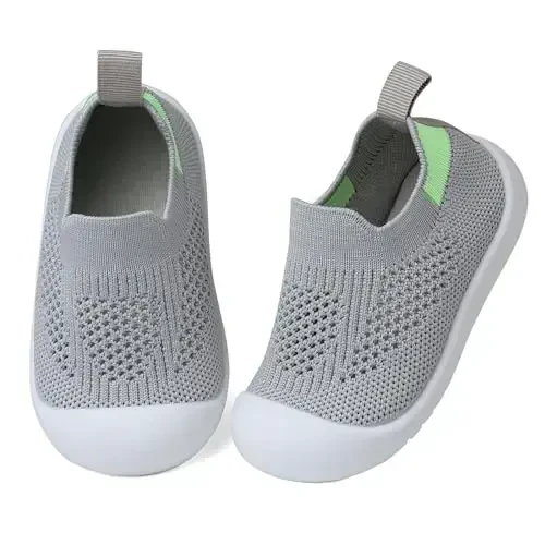 Baby First Walking Shoes Toddler Infant Boys Girls Baby Sneakers Breathable Non-Slip Indoor Floor Baby Sock Slipper with Soft Sole Cotton Mesh 