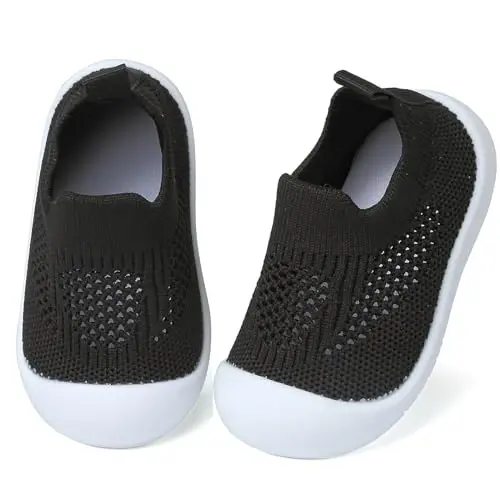 Baby First Walking Shoes Toddler Infant Boys Girls Baby Sneakers Breathable Non-Slip Indoor Floor Baby Sock Slipper with Soft Sole Cotton Mesh - 1