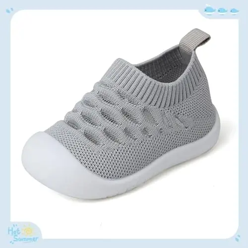 Baby First Walking Shoes Toddler Infant Boys Girls Baby Sneakers Breathable Non-Slip Indoor Floor Baby Sock Slipper with Soft Sole Cotton Mesh - 2