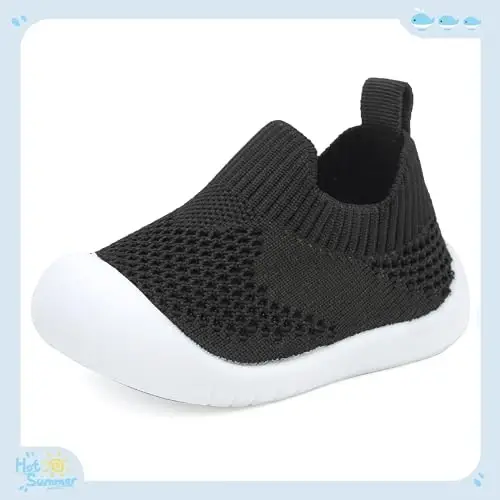 Baby First Walking Shoes Toddler Infant Boys Girls Baby Sneakers Breathable Non-Slip Indoor Floor Baby Sock Slipper with Soft Sole Cotton Mesh - BABY (1)
