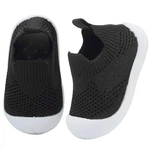 Baby First Walking Shoes Toddler Infant Boys Girls Baby Sneakers Breathable Non-Slip Indoor Floor Baby Sock Slipper with Soft Sole Cotton Mesh - 1