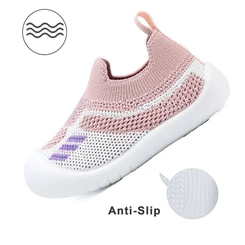 Baby First Walking Shoes Toddler Infant Boys Girls Baby Sneakers Breathable Non-Slip Indoor Floor Baby Sock Slipper with Soft Sole Cotton Mesh - 5