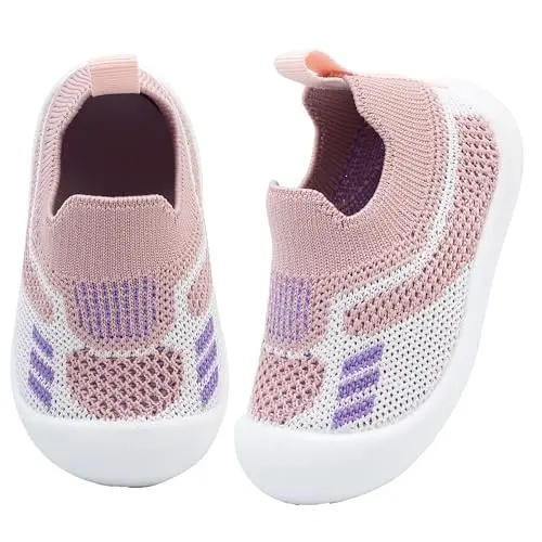 Baby First Walking Shoes Toddler Infant Boys Girls Baby Sneakers Breathable Non-Slip Indoor Floor Baby Sock Slipper with Soft Sole Cotton Mesh 