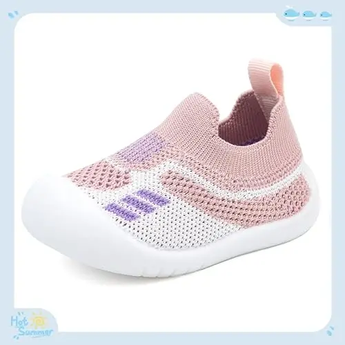 Baby First Walking Shoes Toddler Infant Boys Girls Baby Sneakers Breathable Non-Slip Indoor Floor Baby Sock Slipper with Soft Sole Cotton Mesh - BABY (1)
