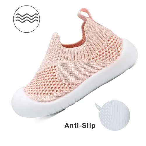 Baby First Walking Shoes Toddler Infant Boys Girls Baby Sneakers Breathable Non-Slip Indoor Floor Baby Sock Slipper with Soft Sole Cotton Mesh - 5