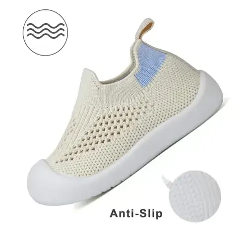 Baby First Walking Shoes Toddler Infant Boys Girls Baby Sneakers Breathable Non-Slip Indoor Floor Baby Sock Slipper with Soft Sole Cotton Mesh - 5
