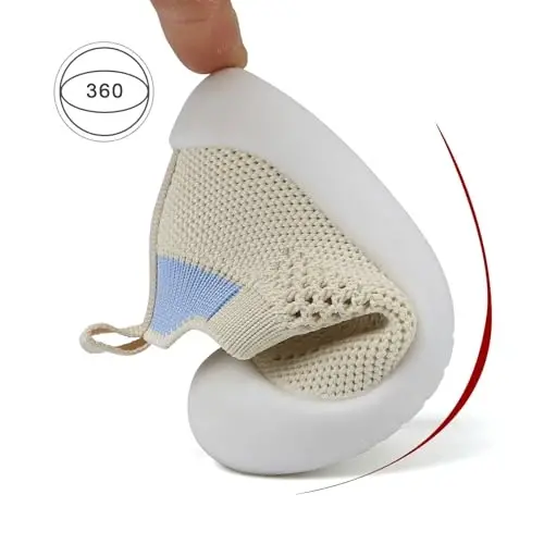 Baby First Walking Shoes Toddler Infant Boys Girls Baby Sneakers Breathable Non-Slip Indoor Floor Baby Sock Slipper with Soft Sole Cotton Mesh - 6
