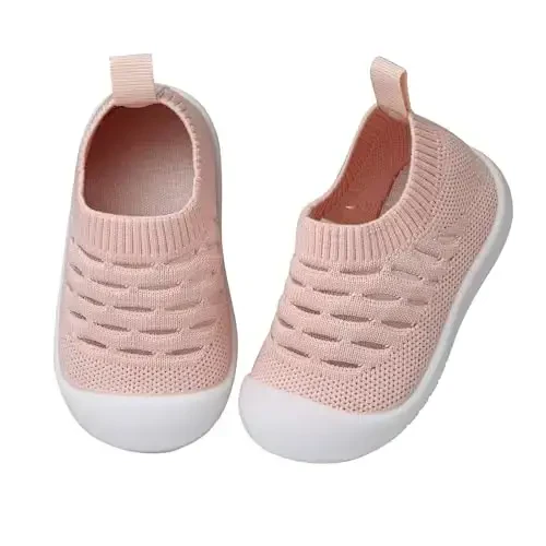 Baby First Walking Shoes Toddler Infant Boys Girls Baby Sneakers Breathable Non-Slip Indoor Floor Baby Sock Slipper with Soft Sole Cotton Mesh - 1