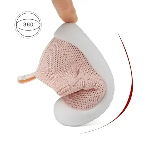 Baby First Walking Shoes Toddler Infant Boys Girls Baby Sneakers Breathable Non-Slip Indoor Floor Baby Sock Slipper with Soft Sole Cotton Mesh - 6