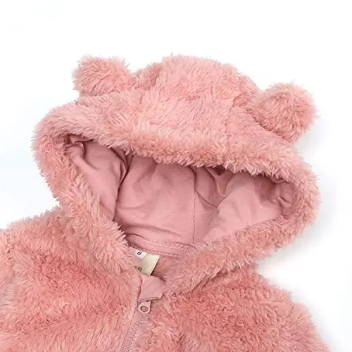 Bebek Kapüşonlu Polar Tulum Uzun Kollu Dış Giyim 0-12 Ay | Sonbahar Kış Kıyafetleri, Cadılar Bayramı Kıyafetleri, Yumuşak ve Sıcak, Sevimli Ayı Tulumu, Bebek Kar Tulumu - 3