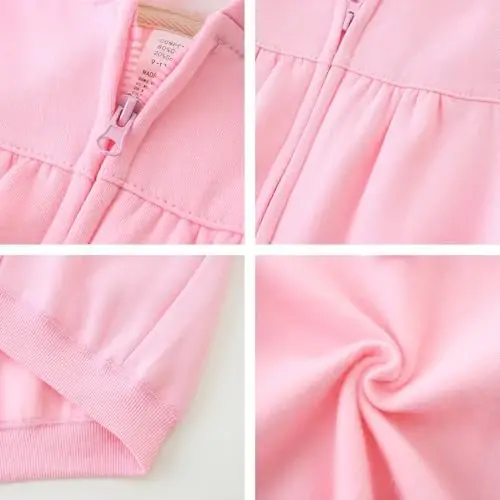 Baby Hoodie Sherpa Lined Zip up Light Fleece Jacket Solid Bear Coat Fall Winter 3-24 M - 4