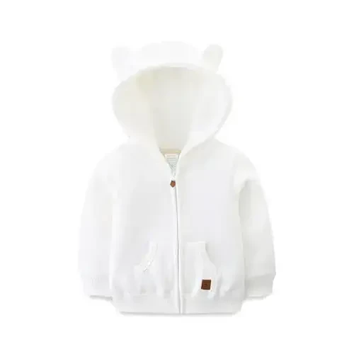 Baby Hoodie Sherpa Lined Zip up Light Fleece Jacket Solid Bear Coat Fall Winter 3-24 M 